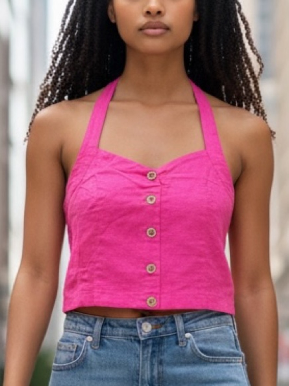 Anthro Moon River linen halter top